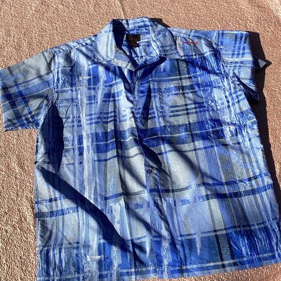 FUBU Blue Plaid Casual Button Down Shirt - Picture 1 of 7
